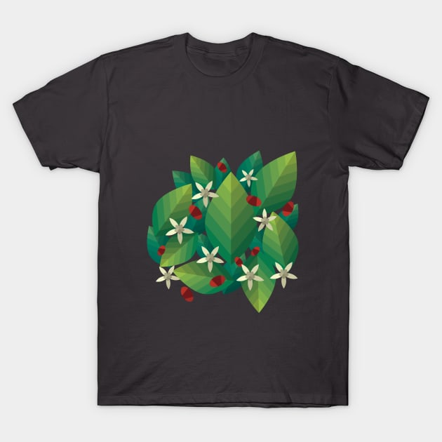 Coffee plant geometric design T-Shirt by Geramora Design